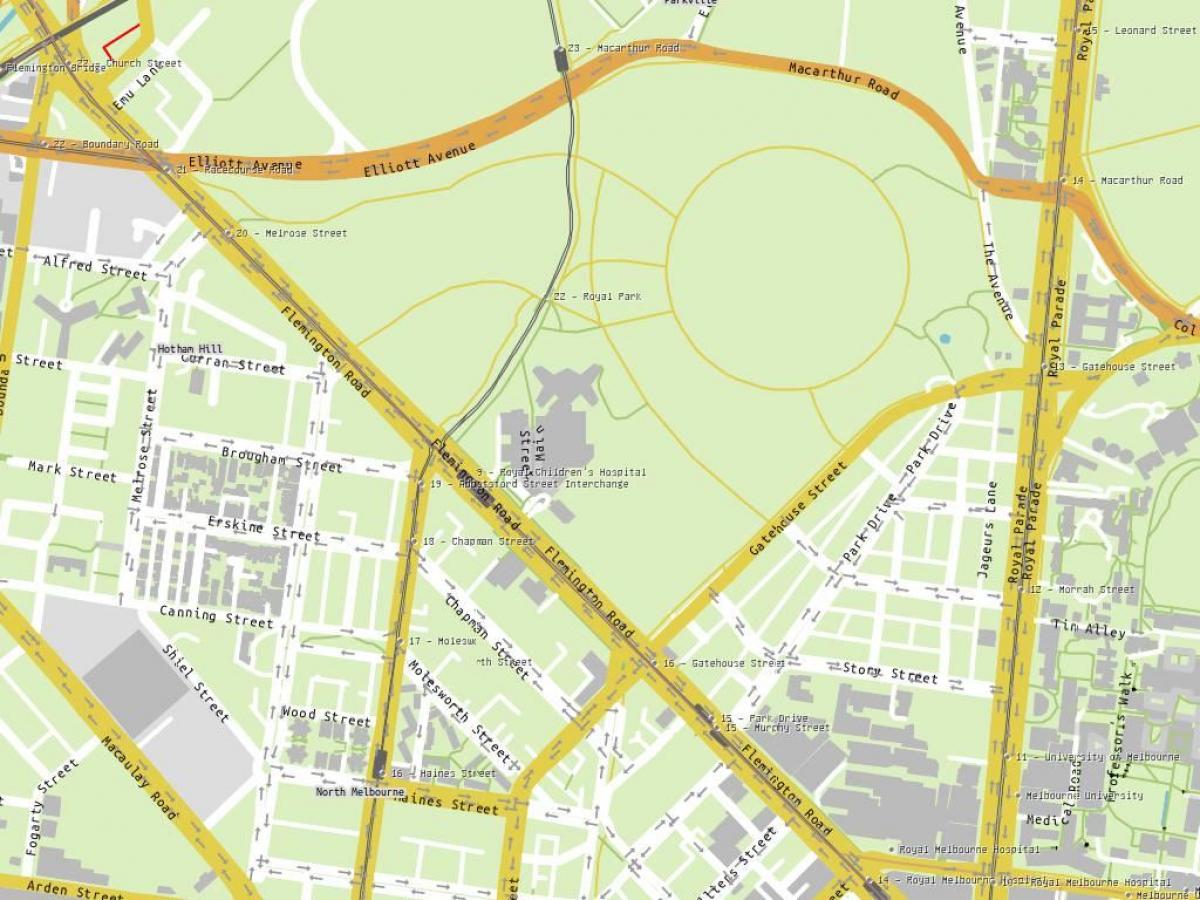 карта Каралеўская дзіцячая бальніца ў Мельбурне
