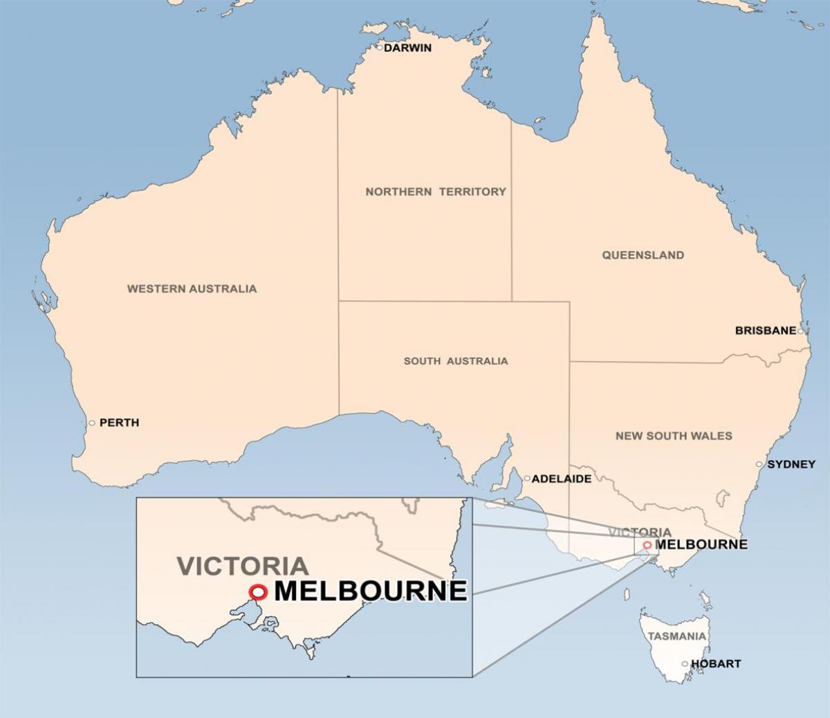карта Мельбурна, Аўстралія