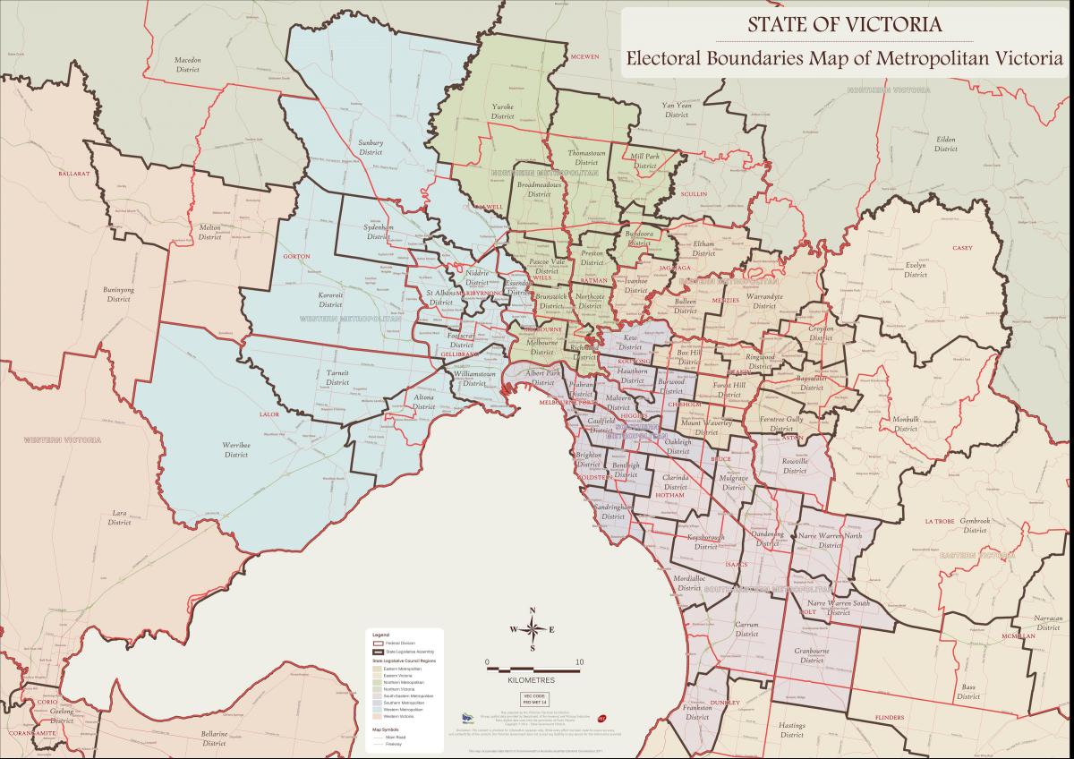 карта Мэльбурн Усходні акруга