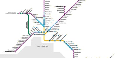 Vline цягніку на карце