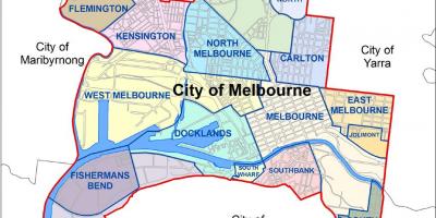 Карта прыгарадаў Мельбурна